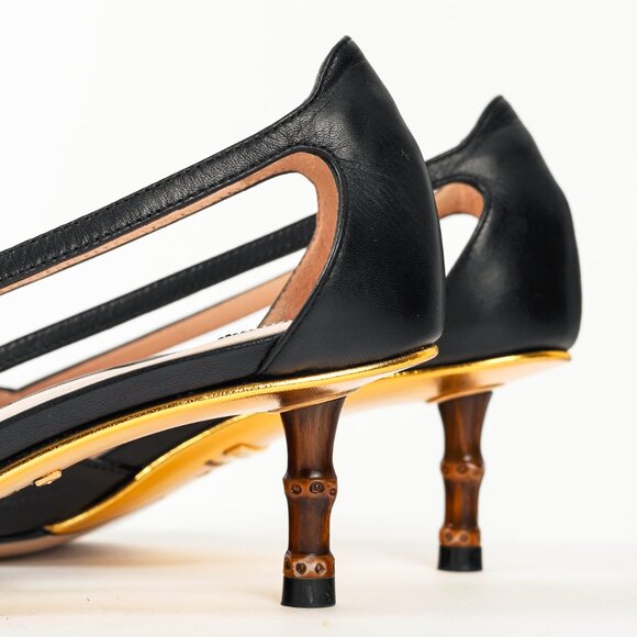 Gucci Unia Black Leather Cherry-Embellished Pointed-Toe Heels - Picture 9 of 10